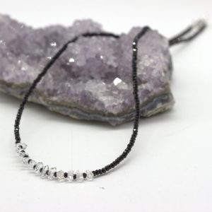 Facet Ketting Zwarte Spinel & Bergkristal