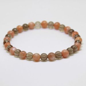 Maansteen en rookkwarts armband